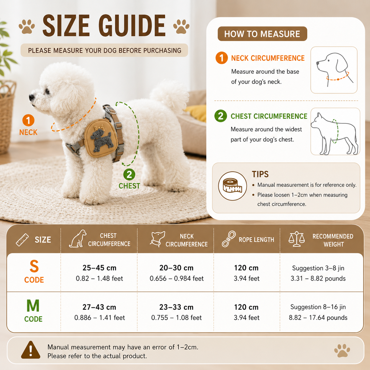 Adjustable Dog Harness with Backpack & Leash Set, Cute Pet Treat Pouch Vest Harness for Small Dogs & Cats