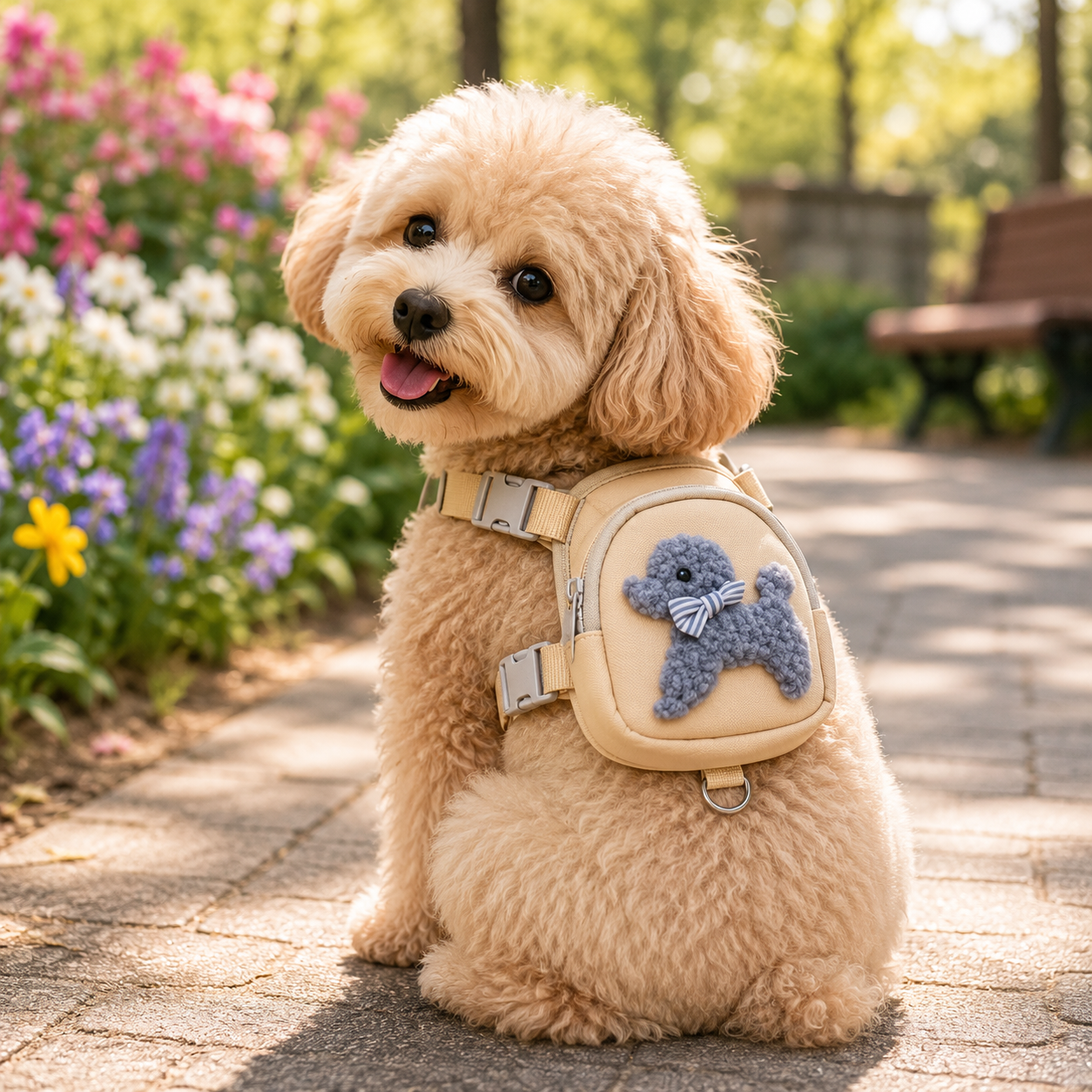 Adjustable Dog Harness with Backpack & Leash Set, Cute Pet Treat Pouch Vest Harness for Small Dogs & Cats