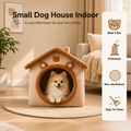Cozy Plush Pet House Bed, Foldable Indoor Cat & Small Dog Cave Bed with Soft Cushion & Non-Slip Bottom