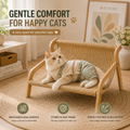 Modern Wooden Cat Hammock Lounge Bed, Elevated Sisal Cat Cot with Solid Wood Frame for Indoor Cats