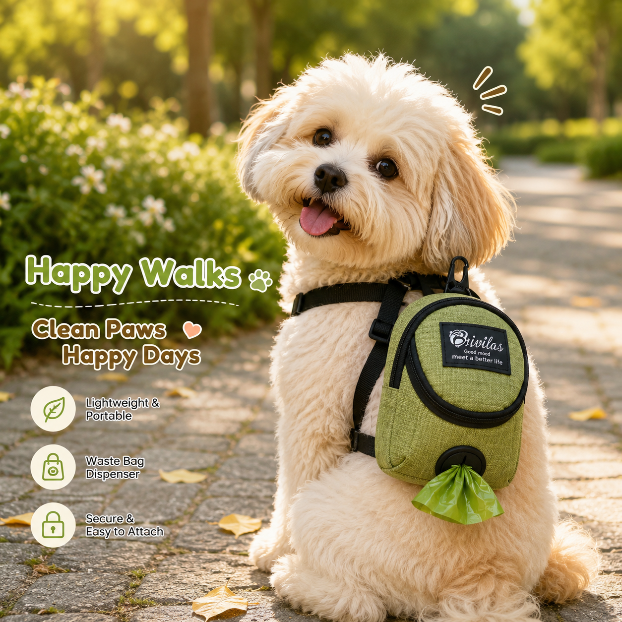 Portable Dog Treat Pouch with Poop Bag Dispenser, Clip-On Training Treat Bag for Dog Walking, Snack Storage & Waste Bag Holder